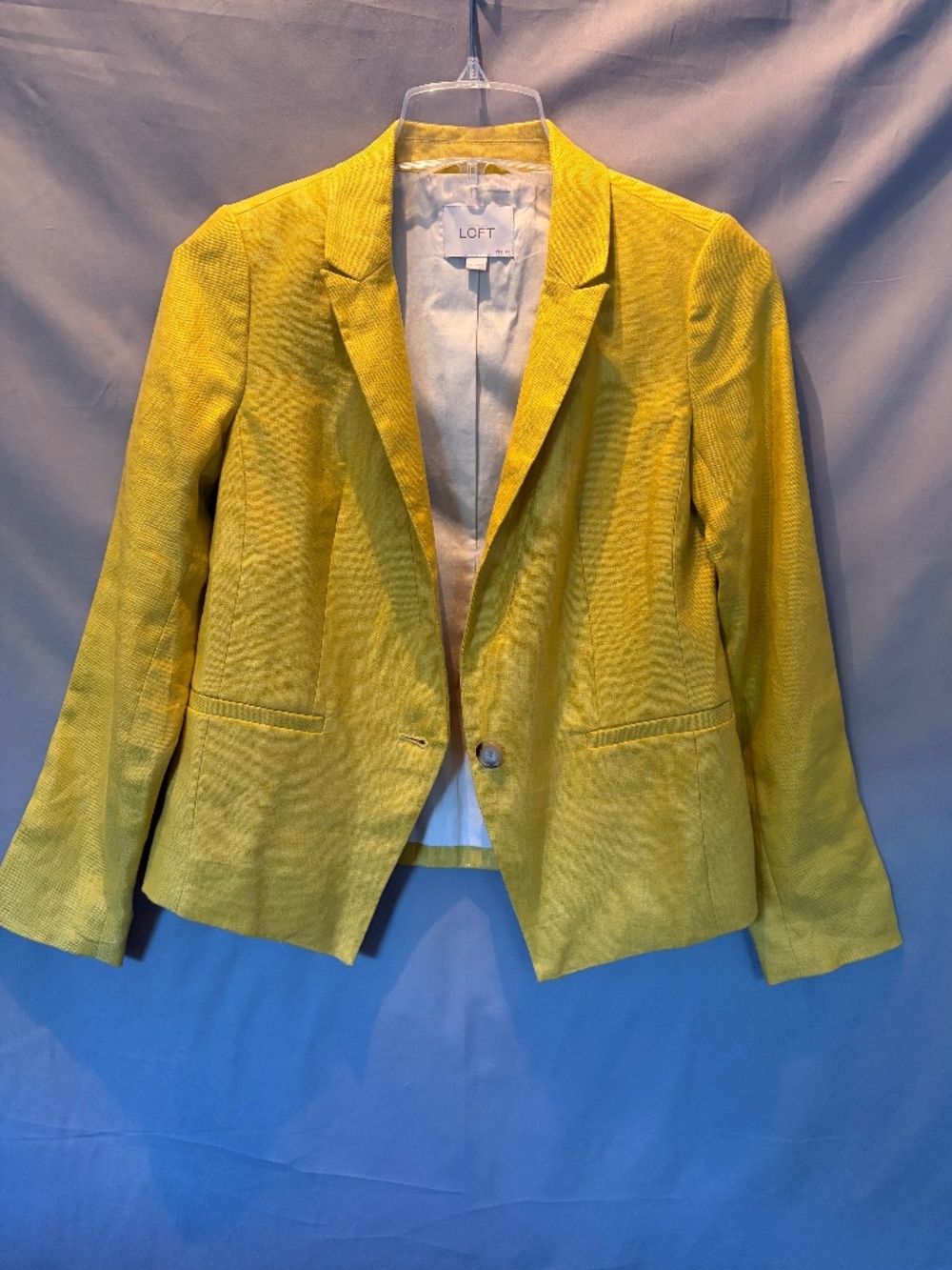 LOFT Petite Linen Blazer, color Yellow Size 00P (NwoT)